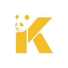 Initial K Panda logo icon vector design template, logo for brand and etc