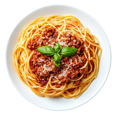 Portion of spaghetti bolognese pasta [Transparent Background PNG].