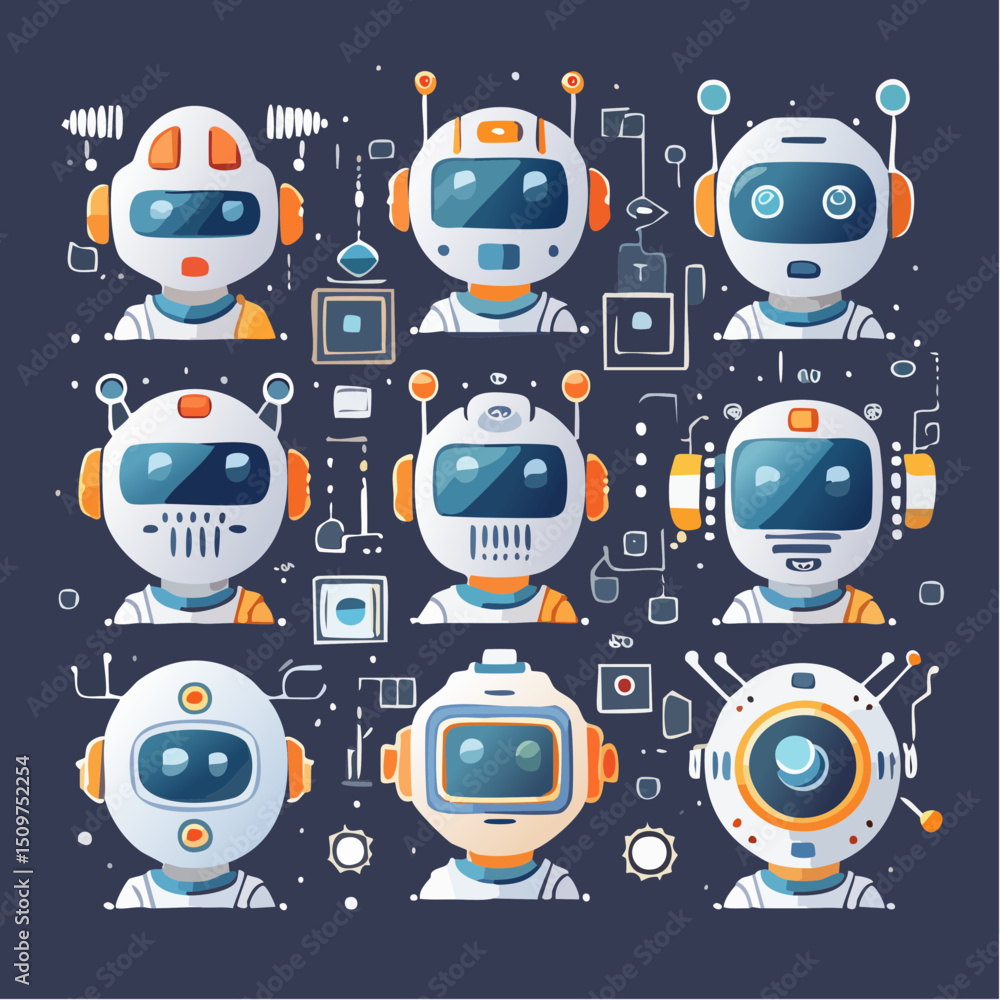 Poster advanced interface symbols with holographic styling, perfect for ui overlays, heads-up displays, and