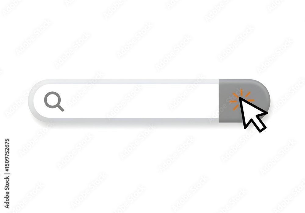 Poster a simple white search bar with a magnifying glass icon and a cursor pointing to the right side