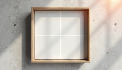 Fototapeta premium Tiles in an open box on floor with soft light and minimalist design 