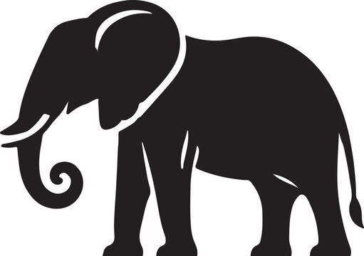 Elephant Silhouette in Side View with Calm Posture