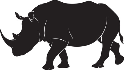 Rhino Walking Forward in Strong Bold Silhouette