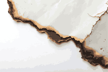 Torn paper with burnt edges and brown cracks
