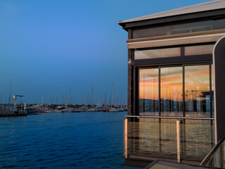 Sunset on the port and marina