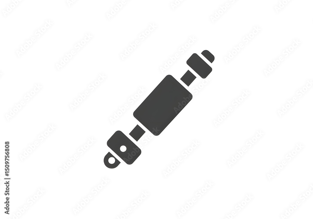Poster illustration of a gray shock absorber component on a plain white background in a simple style