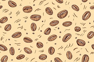 Seamless coffee bean pattern is great for textile designs, backgrounds, and packaging