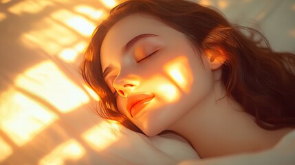 Serene Portrait of Woman with Sunlight Casting Soft Shadows