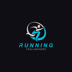 Running sport athlete logo design concept illustration template vector