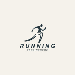 Running sport athlete logo design concept illustration template vector