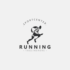 Running sport athlete logo design concept illustration template vector