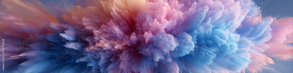 Poster a vibrant explosion of colors with a blend of pinks blues and oranges creating an abstract design