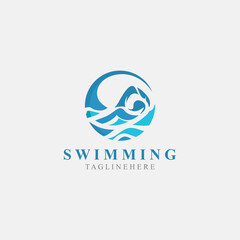 Swimming logo symbol icon graphic design illustration idea creative template vector