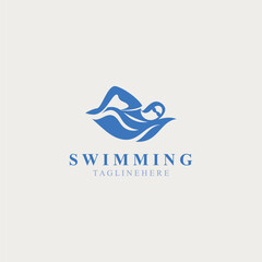 Swimming logo symbol icon graphic design illustration idea creative template vector