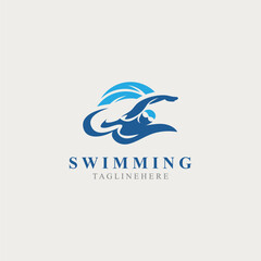 Swimming logo symbol icon graphic design illustration idea creative template vector