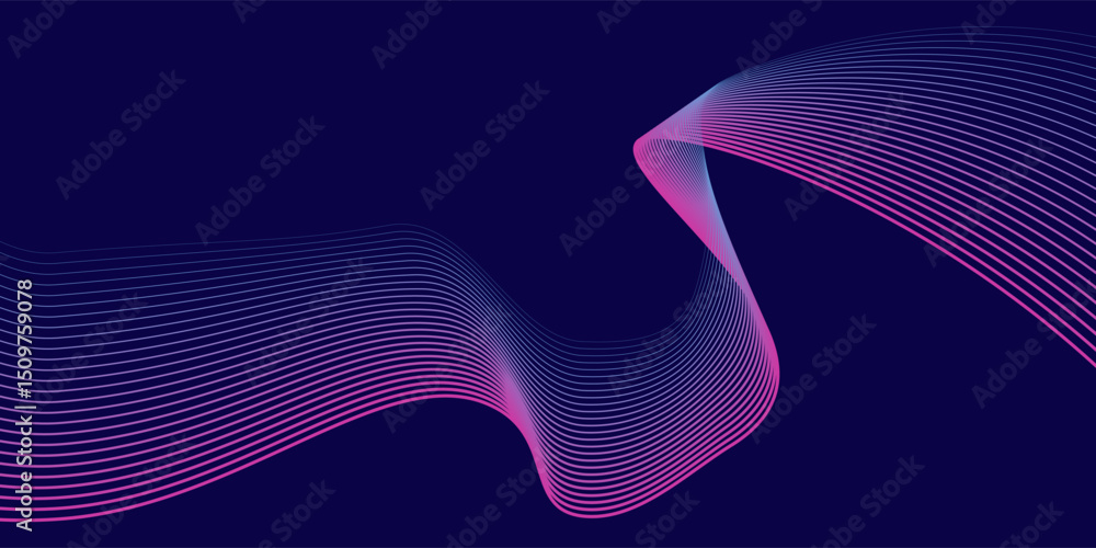 Aufkleber abstract glowing wave lines on dark blue background. dynamic wave pattern. modern flowing wavy lines