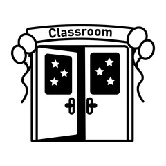 A hand drawn style icon of classroom door 
