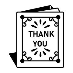 A hand drawn style icon of a thanks card 
