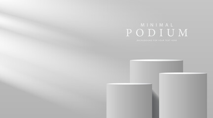 3D product Minimal display stand, white circle on gray background. Abstract geometric shapes in a simple design. Fashion stage mockup scene. Studio product display stand. Product advertising stand