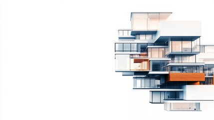 Modern contemporary city architecture of multi-storey buildings. cut out.