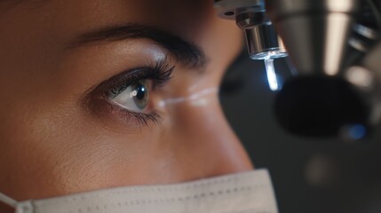 Close-Up Profile of Patient Undergoing Eye Laser Treatment Procedure