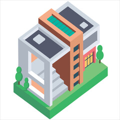 Building project icon isometric building structure and sign vector