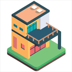 Building project icon isometric building structure and sign vector