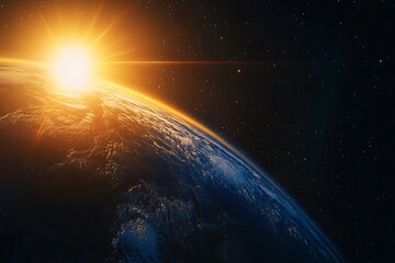 Earth rising, sunlit