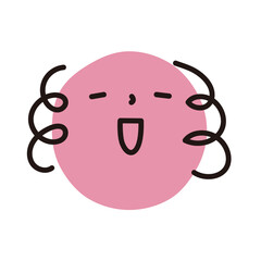 Simple cute happy expression face painted on a circle. Abstract hand drawn vintage style vector illustration