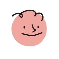 Simple cute smiling face on a circle. Abstract hand drawn vintage style vector illustration