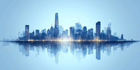 Obraz premium City skyline reflected on water