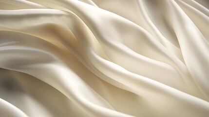 White silk and satin fabric with smooth ripples and a luxurious shiny texture