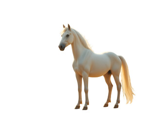 Obraz premium White Horse Standing Isolated on Transparent Background Calm Animal