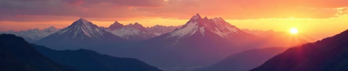 High-resolution image of a majestic mountain range at sunrise, bathed in golden light Perfect for travel, nature, and landscape projects Royalty-free for commercial use , postcard, exploration