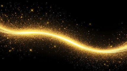 Obraz premium Sparkling trails with light rays of hot golden glittering star particles. Background or overlay 4K animation effect with alpha channel for holiday or event transition, logo, title.