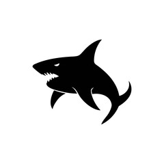 Fototapeta premium Shark silhouette, vector silhouette of an animal on a white background