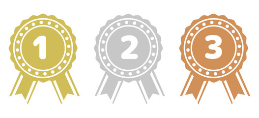 シンプルなランキング メダルアイコンセット 単色　金銀銅