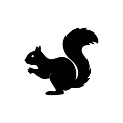 Squirrel silhouette, vector silhouette of an animal on a white background