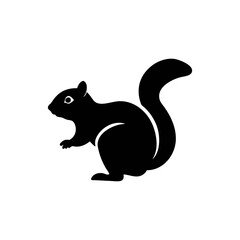 Chipmunk silhouette, vector silhouette of an animal on a white background