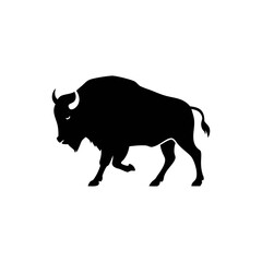 Bison silhouette, vector silhouette of an animal on a white background