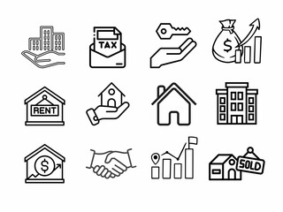 real estate, home, sales icons set isolated on white background