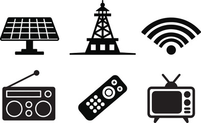 communication icons set, Social Network and Media Silhouette Vector Icon Set.