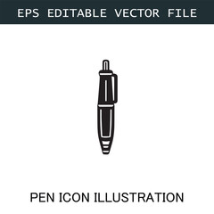 Pen Icon Logo Vector Image in Black and White for Stationery Branding and Graphic Design
