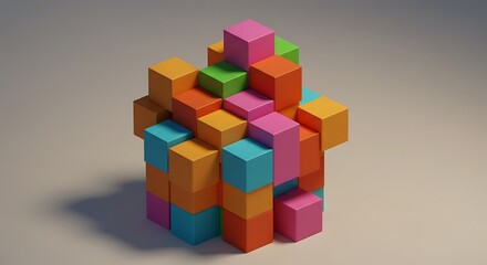 Stack of Colorful Cubes