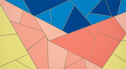 Abstract Geometric Triangle Pattern in Blue Yellow Pink