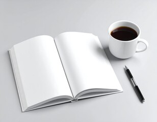 Fototapeta premium Open book and coffee