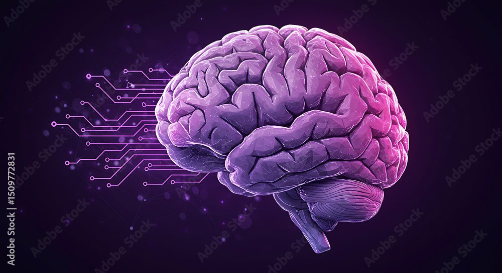 Poster artificial intelligence digital brain connection technology concept