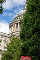 St. Pauls Cathedral Dome with Red Phone Box, London