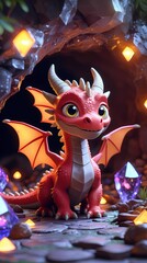 Cute baby red dragon