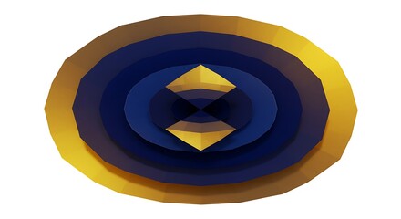 Abstract Oval Shape with Layers of Blue and Gold